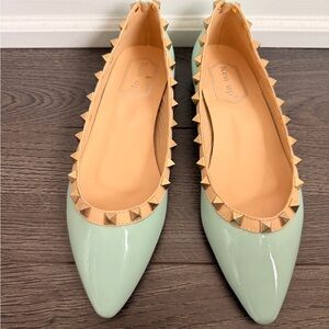 Mint Green Studded Flats